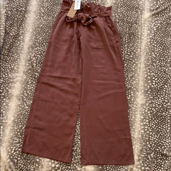 Supply Wide Leg Paper Bag Waist Pants 